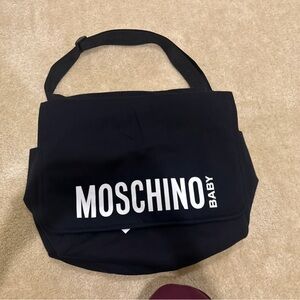 Moschino Black and White Logo Messenger Bag